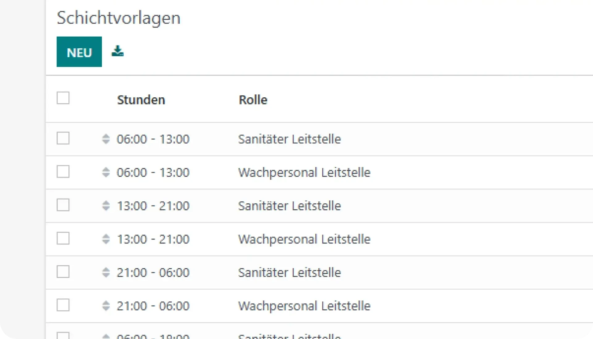 Schichtvorlagen